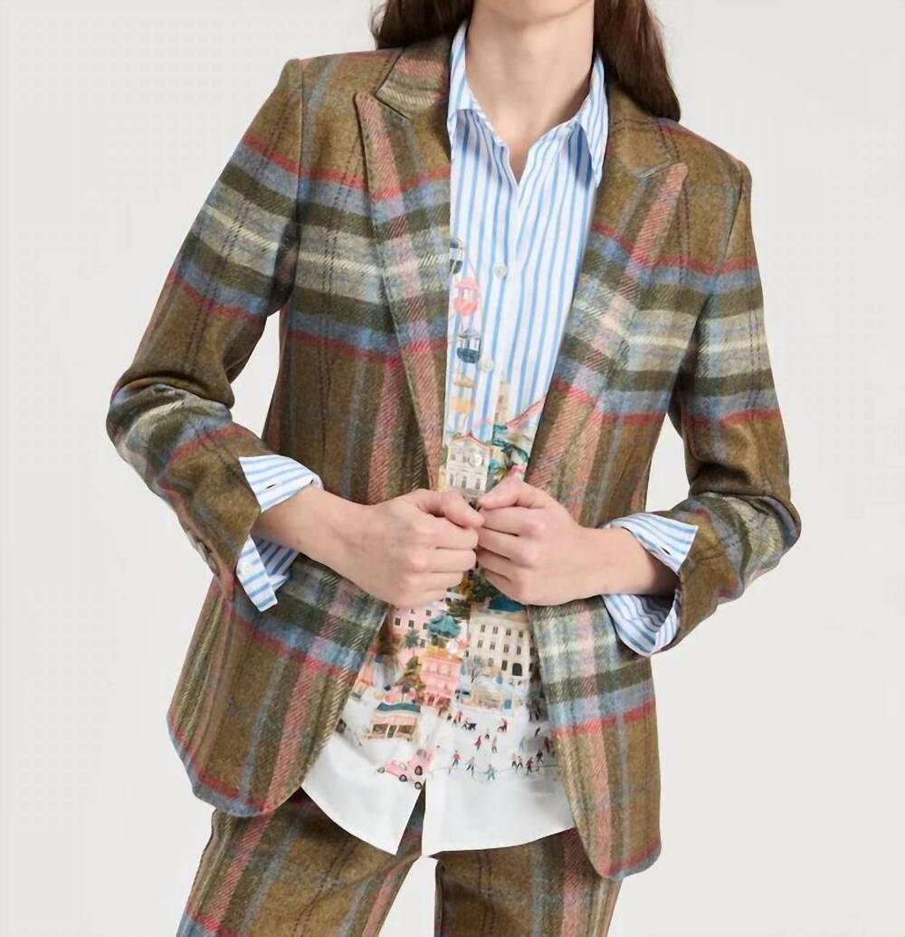 NEW VILAGALLO heather plaid sport knit jacket in brown